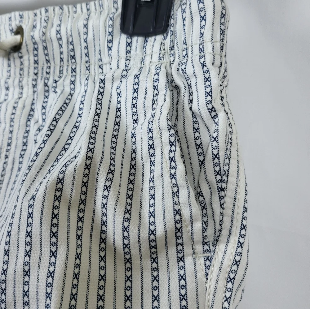 Gymboree Boy White Navy Nautical Stripe Cuffed Elastic Waist Drawstring Shorts 7